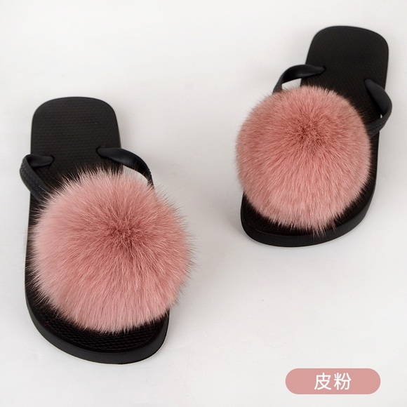 Pom Pom real fur flip flops - Sizes 8-12 Women’s different colours avail… - Picture 14 of 14